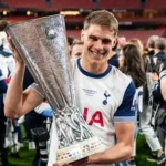 Micky van de Ven speaking during press conference about Tottenham commitment.