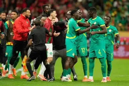 Morocco national team celebrating AFCON victory after final decision reversal