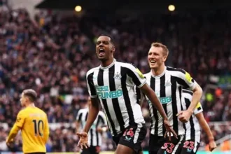 Newcastle United players walking off the pitch at St James’ Park