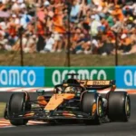 Oscar Piastri driving the McLaren car during practice at the Australian Grand Prix