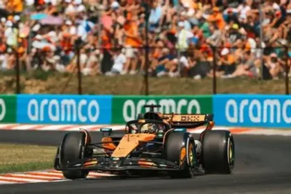 Oscar Piastri driving the McLaren car during practice at the Australian Grand Prix