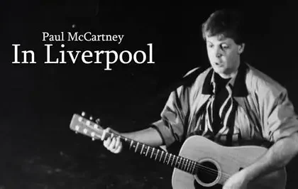 Paul McCartney performing live during the announcement of his new album The Boys of Dungeon Lane