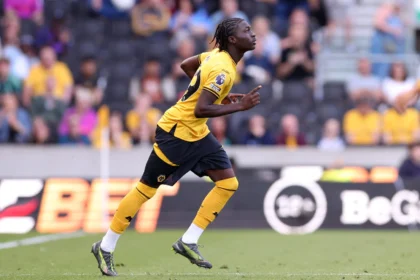 Mateus Mane in action for Wolves during a Premier League match