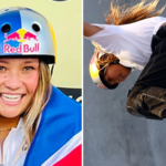Sky Brown performing skateboarding trick during world championship final