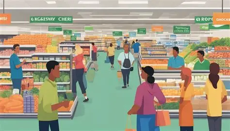 Small grocery store owner standing in aisle discussing pricing challenges against big supermarket chains.