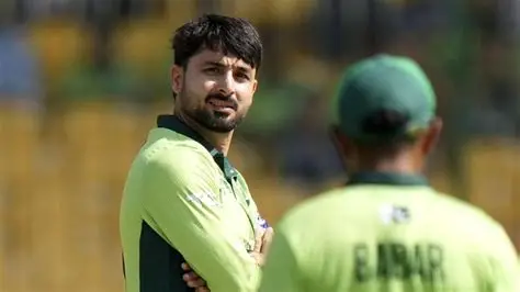 Pakistan spinner Abrar Ahmed during a cricket match after signing with Sunrisers Leeds.