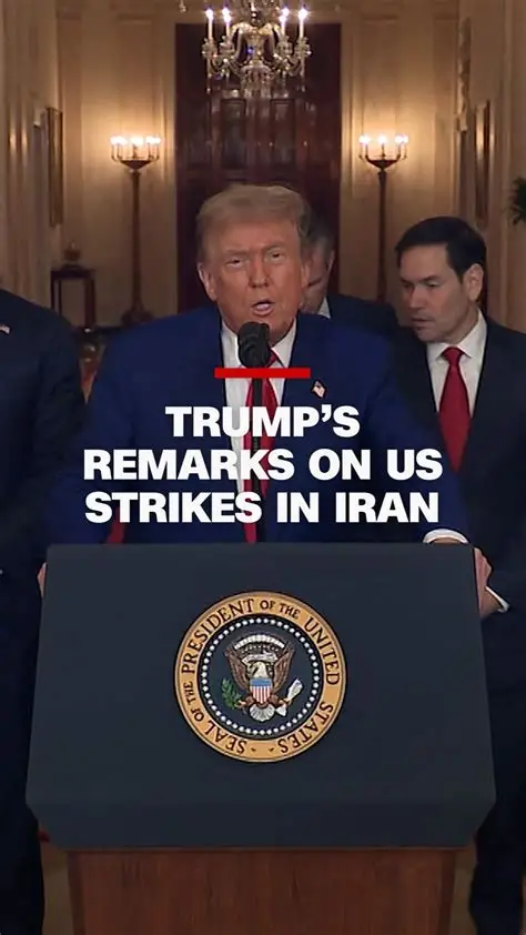 Donald Trump speaking as charts show declining approval ratings during Iran war
