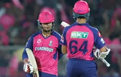 Vaibhav Suryavanshi celebrating after hitting a half-century for Rajasthan Royals