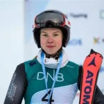 Varvara Voronchikhina celebrating Paralympic super-G gold medal