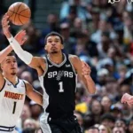 Victor Wembanyama celebrating after scoring for the San Antonio Spurs