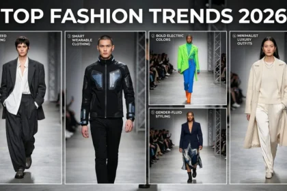 Top fashion trends 2026 including sustainable fashion, tech-infused clothing, bold colors and minimalist luxury