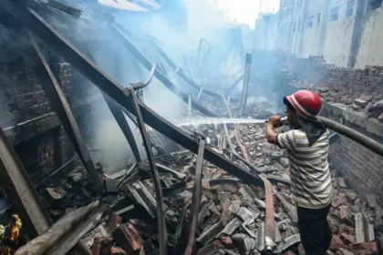 Smoke rises from India fireworks blast site in Kerala after deadly factory explosion killing 13 workers