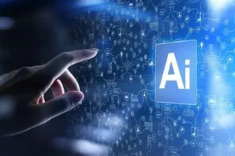 Person using AI chatbot on laptop