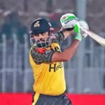 Babar Azam celebrating T20 century for Peshawar Zalmi in PSL match