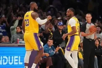 Bronny James steals ball and passes to LeBron for historic coast-to-coast dunk during Lakers-Warriors NBA matchup