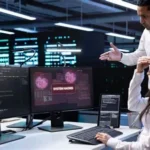 Financial leaders discussing cybersecurity risks of advanced AI model in banking sector