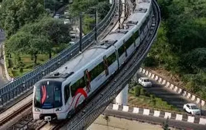 Empty metro train coach on Mumbai Aqua Line showing low ridership