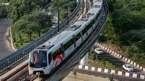 Empty metro train coach on Mumbai Aqua Line showing low ridership