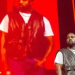 Kanye West performing on stage during live concert