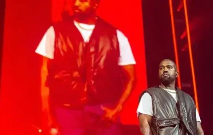 Kanye West performing on stage during live concert