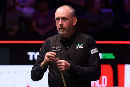 Mark Williams snooker player at Crucible World Championship table