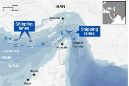Oil tanker passing through Strait of Hormuz after reopening during ceasefire