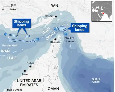 Oil tanker passing through Strait of Hormuz after reopening during ceasefire