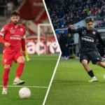 FC Thun president Andres Gerber swims in Lake Thun amid mountains, symbolizing resilience on the club's path to the Swiss Super League title.