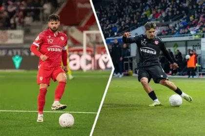FC Thun president Andres Gerber swims in Lake Thun amid mountains, symbolizing resilience on the club's path to the Swiss Super League title.