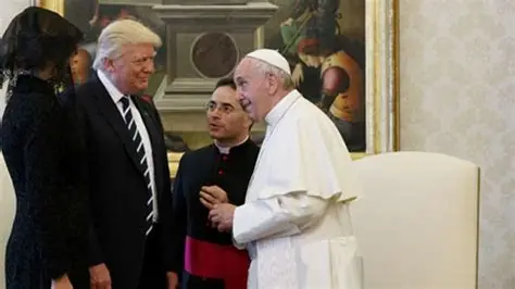 Donald Trump speaking during a public political event with religious backdrop