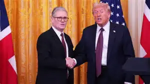 Donald Trump speaking about the UK trade deal and US-UK relations during an interview