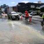 Flooded streets in Wellington after heavy rainfall and emergency declaration