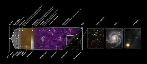 Illustration showing possible ways the universe could end including Big Freeze, Big Crunch and Big Rip