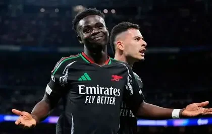 Bukayo Saka celebrates decisive goal for Arsenal in semi-final win