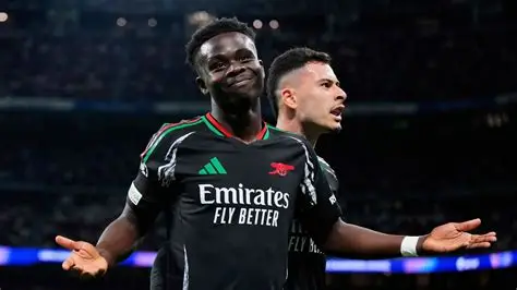 Bukayo Saka celebrates decisive goal for Arsenal in semi-final win