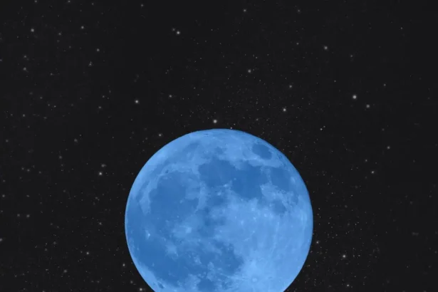 Blue Moon 2026 shining brightly in the night sky during the rare celestial event