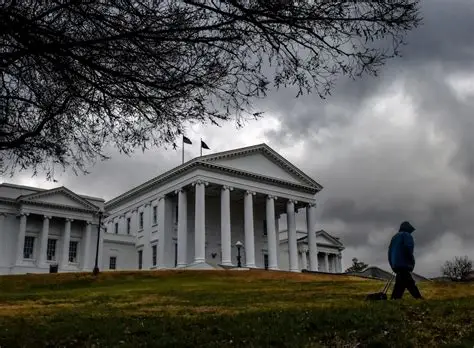Federal agents outside Virginia Senator Louise Lucas’ office during FBI search