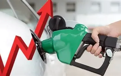 Fuel pump display showing petrol price at Rs414.78 per litre in Pakistan after May 9, 2026 increase.