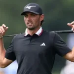 Marco Penge preparing swing on golf course — Marco Penge health break