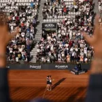 Naomi Osaka competing at the Internazionali BNL d'Italia Rome 2025 second round