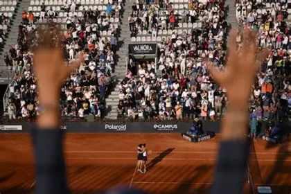 Naomi Osaka competing at the Internazionali BNL d'Italia Rome 2025 second round