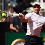 Patrick Kypson in action on clay during the 2026 ATP Italian Open in Rome, preparing to face Aleksandar Vukic in the Round of 128 at Foro Italico.