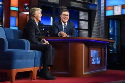 Stephen Colbert and Paul McCartney during The Late Show finale performance