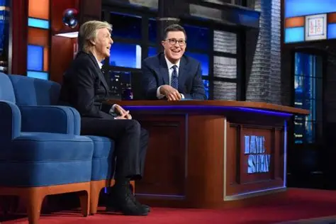 Stephen Colbert and Paul McCartney during The Late Show finale performance