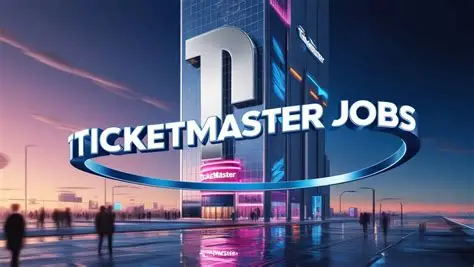 Ticketmaster logo displayed on a digital screen at a live event venue, with a crowd visible in the background.