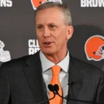 Cleveland Browns head coach Todd Monken watches practice drills during spring offseason workouts at the Browns training facility in 2026.
