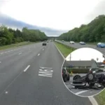 Traffic congestion during the M61 motorway closure near Bolton following a police incident.