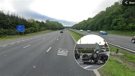 Traffic congestion during the M61 motorway closure near Bolton following a police incident.