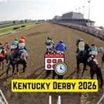 Horses racing at Churchill Downs during the 2026 Kentucky Derby