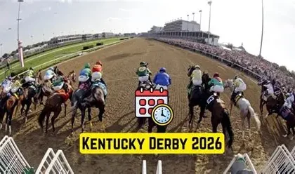 Horses racing at Churchill Downs during the 2026 Kentucky Derby